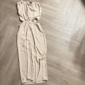 Zara Cream Sleeveless Cutout Maxi Dress